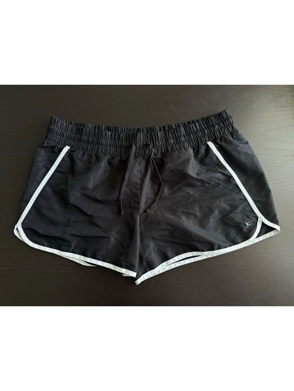 Danskin Now Women's Athletic Running 4” Shorts XL Black White Piping Drawstring
